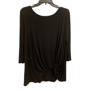 Women's Gibson Black Top twist knot detail three quarter sleeve size L